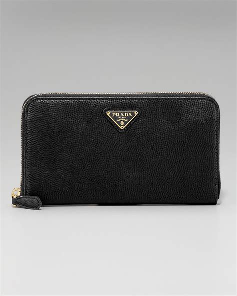 prada zip around wallet black|Prada nylon zipper wallet.